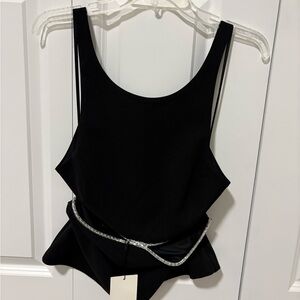 Zara Black Top with Silver Trim
